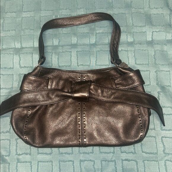 Brighton Handbags - Brighton Metallic Bronze Shoulder Bag with Bow Detail